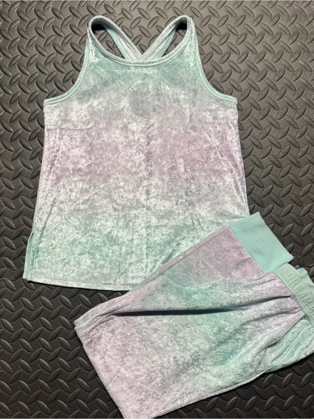 Dream Big Girls Velour Lounge Set Mint Lavender Tank & Joggers Size 10/12